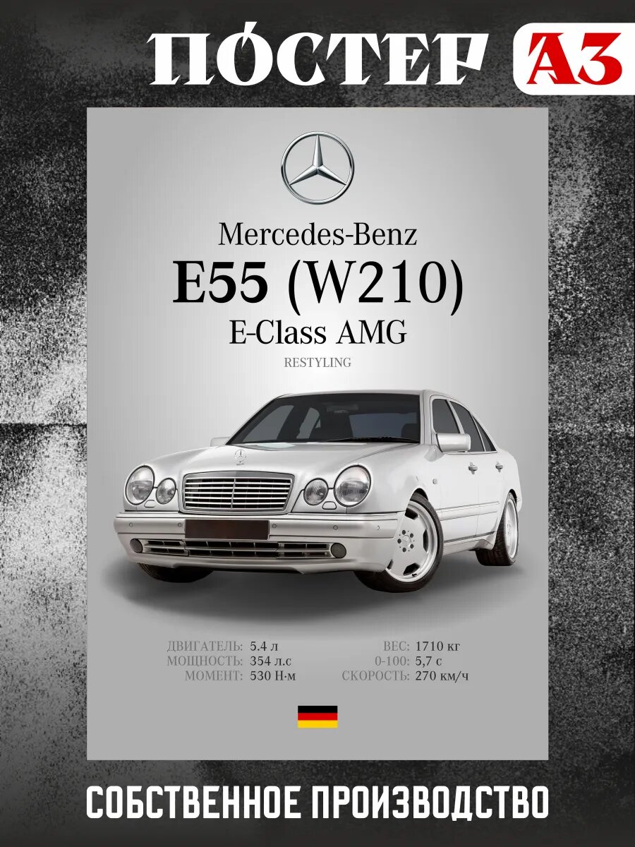 Постер на стену интерьерный А3 Mercedes-Benz W210 E-Class
