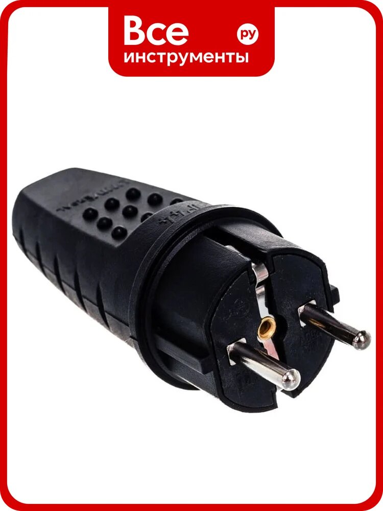Вилка FL-PLUG-EU-IP44-BK 2P+PE 16A 250В IP44 переносная, чёрная Filum 00-01186586