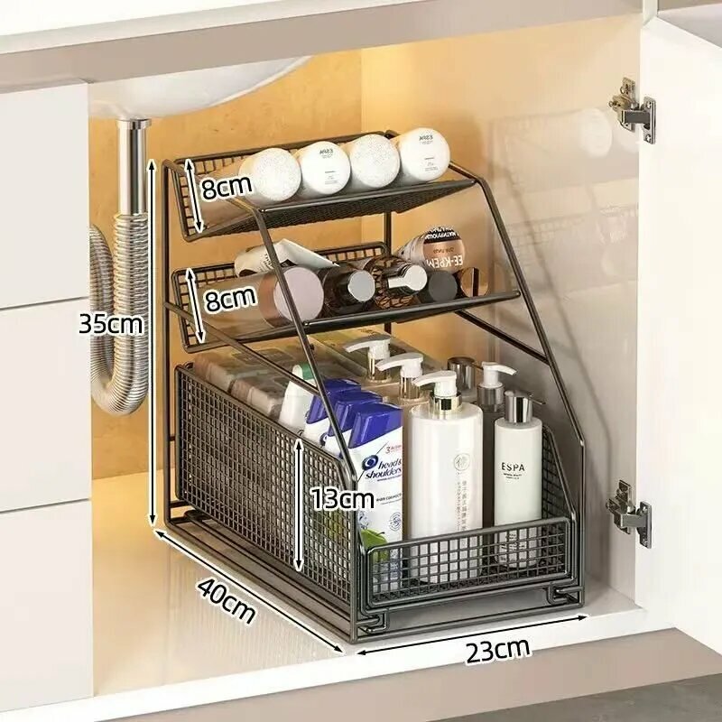 Органайзер Home Daelia металл черно-серый 3 секции 3 ящика 35 см x 40 см x 23 см