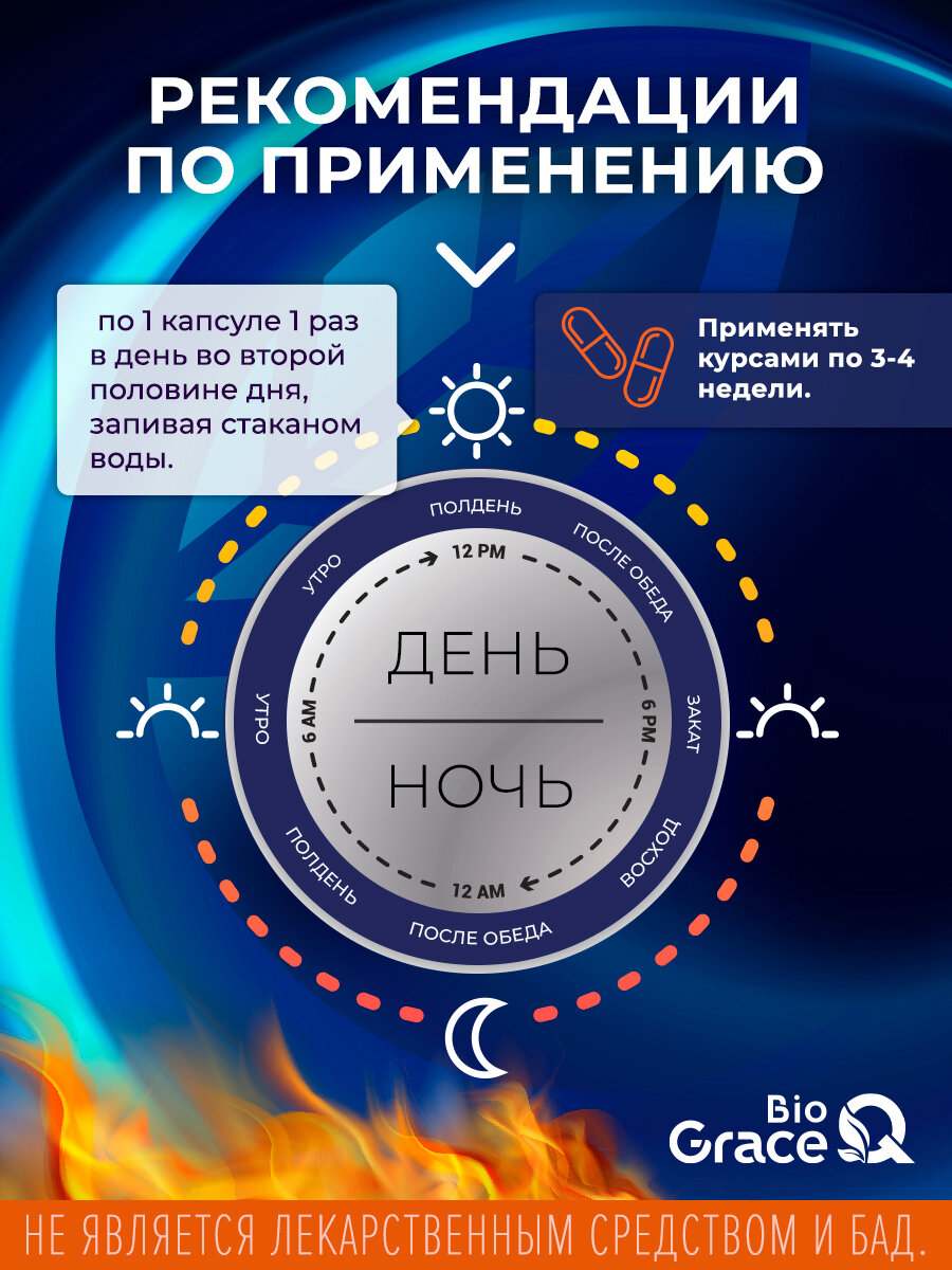 Бад Для Похудения Жиросжигатель ночной для похудения GraceBioQ, спортивное питание для женщин и мужчин, 30 капсул.
