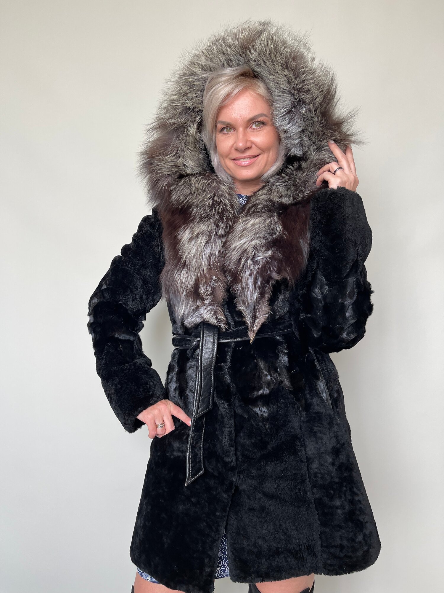 Полушубок, размер 46, черный — фото 1