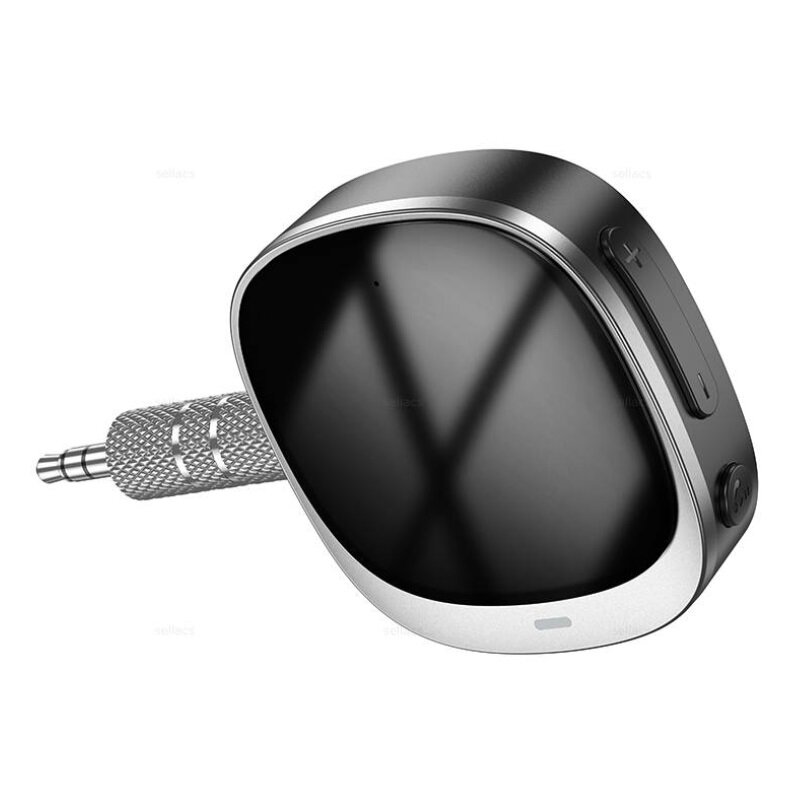 Автомобильный Bluetooth-приемник Hoco E80 Travel, 250 мАч, Bluetooth 5.3/AUX, Черный + Серебристый — фото 1