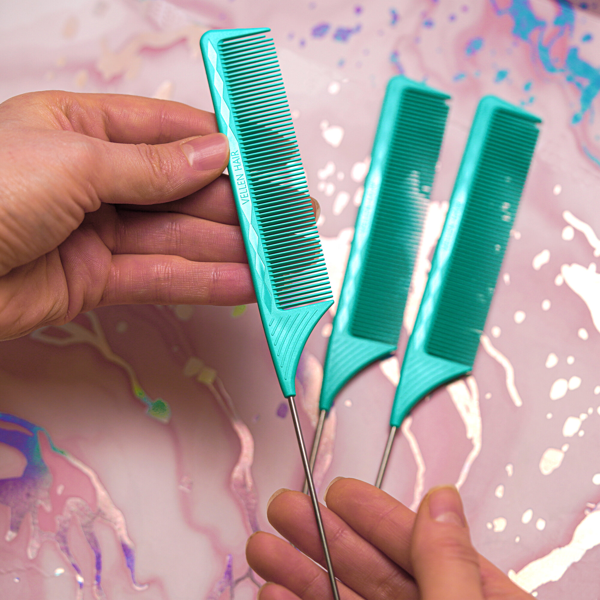 Набор парикмахерских расчесок с хвостиком - 3 штуки — фото 1