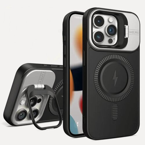 Изображение товара Чехол на айфон 16 с MagSafe и подставкой черный- Чехол iPhone 16 черный