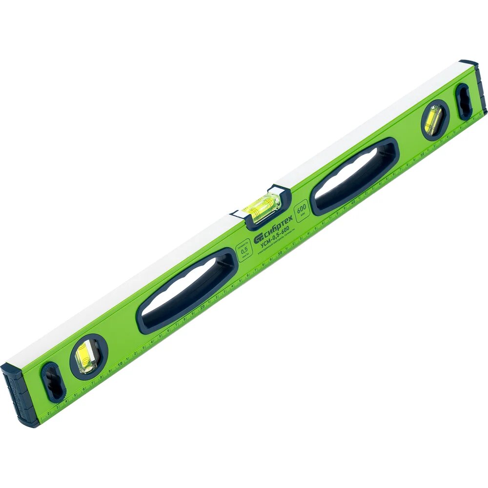 Уровень алюминиевый фрезерованный 3 глазка магнитный рукоятки 600 мм СИБРТЕХ УСМ-05-600 34114
