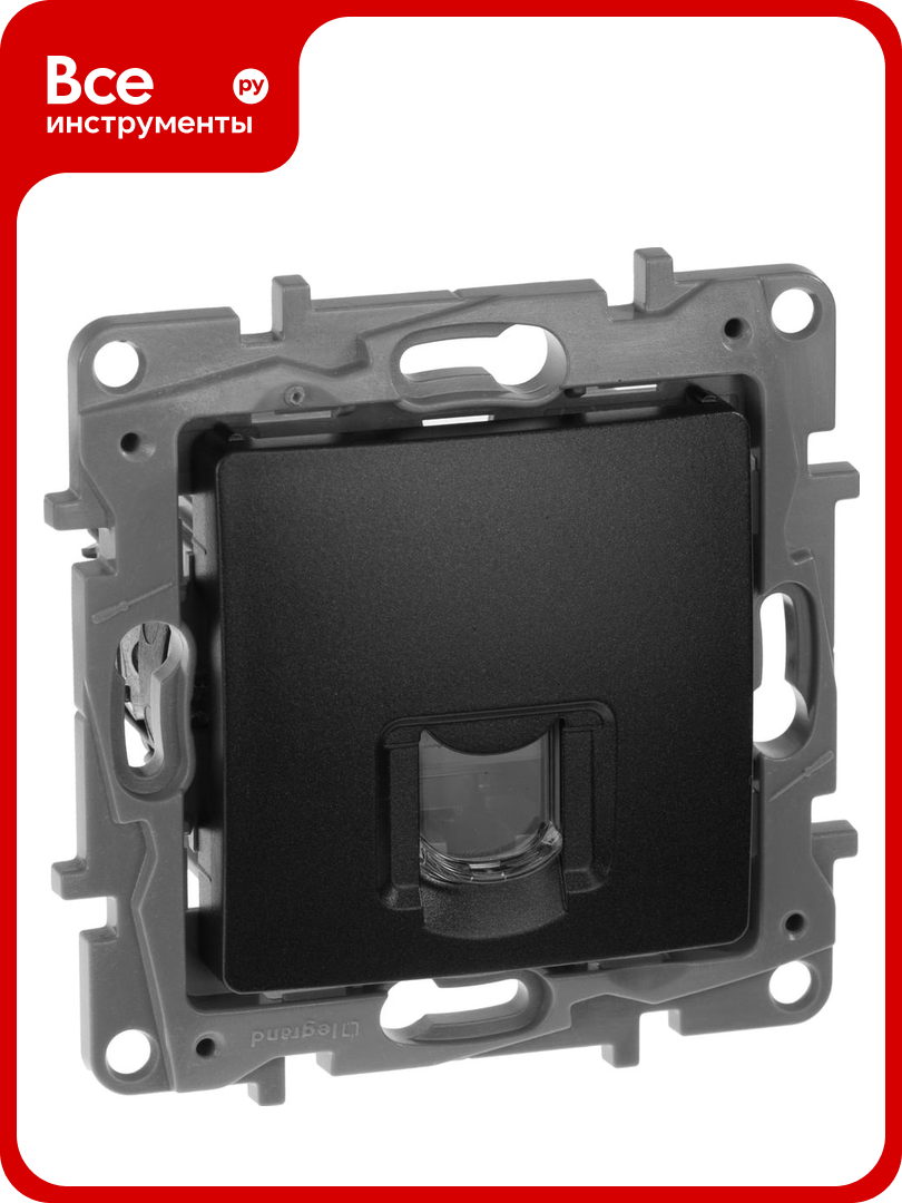 Розетка Legrand компьютерная RJ45 категория 6 UTP Legrand Etika антрацит 672653