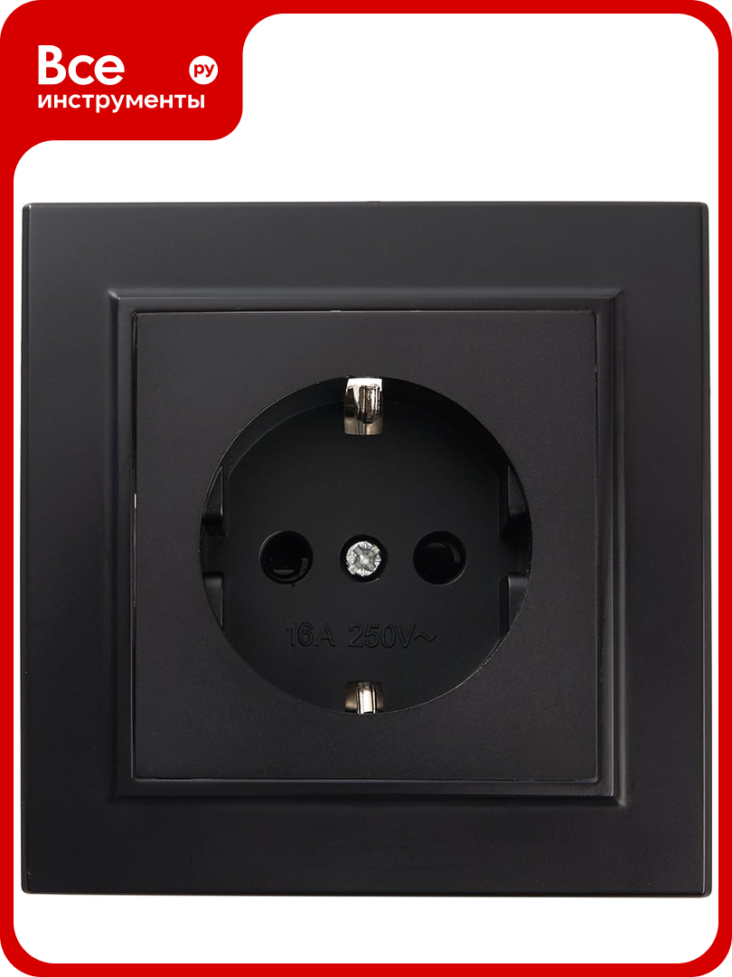 1 местная розетка STEKKER с заземлением  PST16 9013 03  16А  с защитной шторкой  серия Эрна  черный 39479