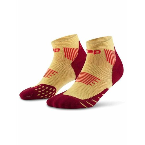 фото Носки cep core run socks, low cut, 5.0, размер ii, бордовый, желтый