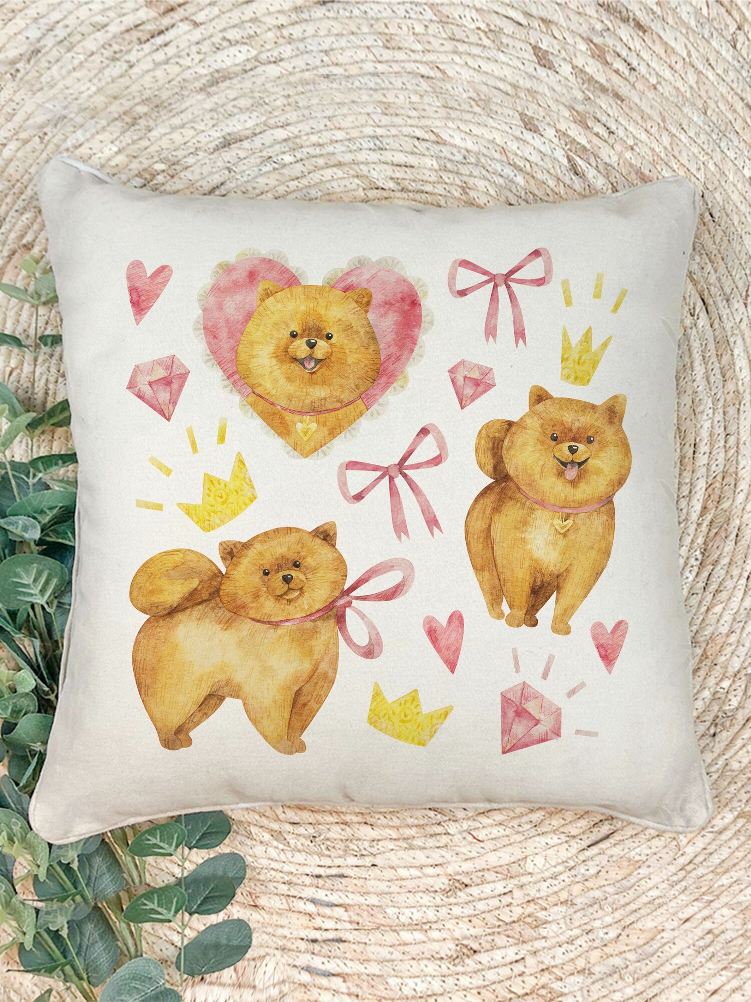 Наволочка для декоративной подушки Gerasim "Шпиц", 41х41 см, эко-ткань хлопок/полиэфир