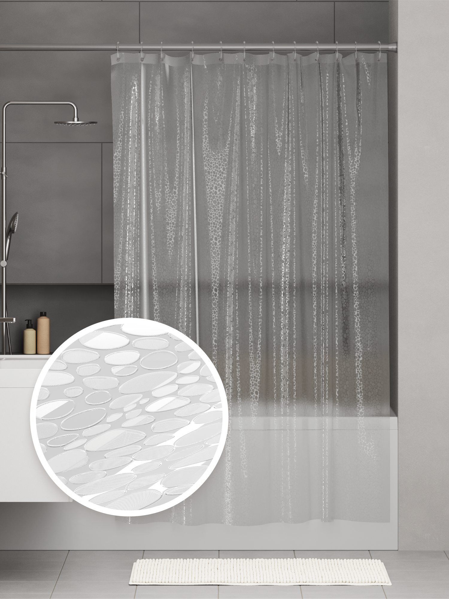 Штора для ванной комнаты Homsly 200*180 см прозрачный коллекция Elema 8H-019-TCDT-ELE
