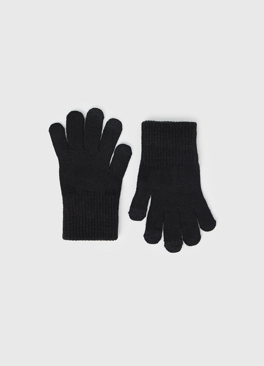 Перчатки O'STIN для мальчиков размер 5-6 черный