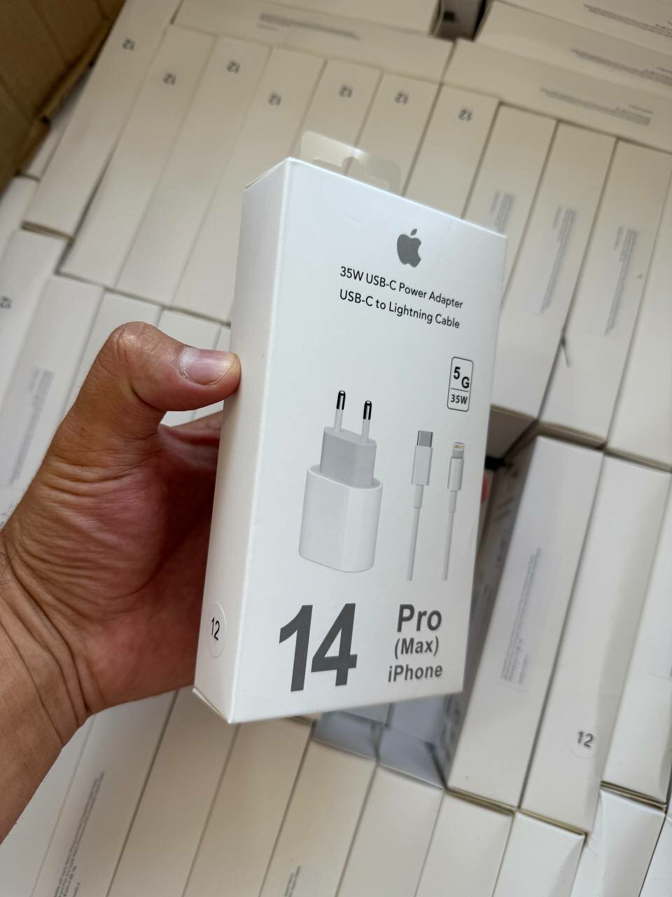 Зарядное устройство для iPhone, адаптер + кабель 12 Вт PD, Белый, быстрая зарядка.