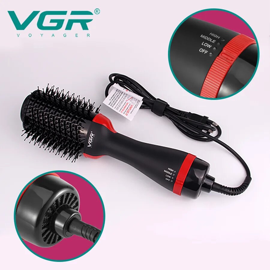 Фен-стайлер VGR V-415, черно-красный, многофункциональный, ионизация