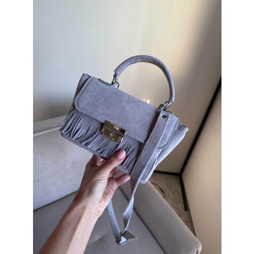 Сумка кросс-боди Shapely, фактура бархатистая, розовый/серый