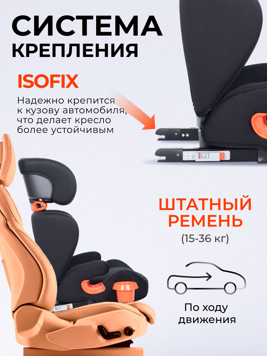 Картинки Автокресло детское Farfello YKO-969, группа 2/3, от 15 до 36 кг, ISOFIX, цвет черный