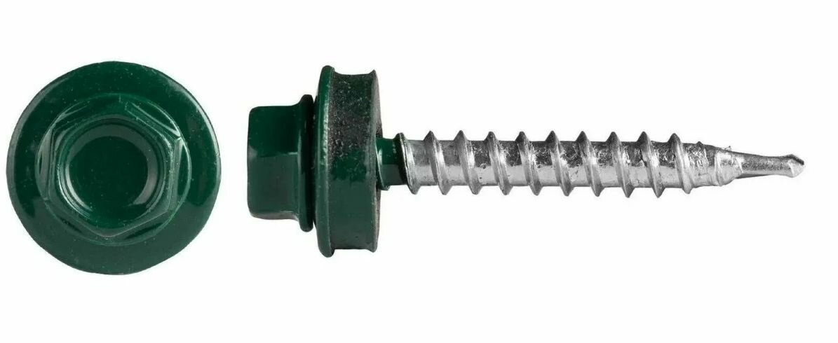 Саморез кровельный с EPDM шайбой цинк 48х35 RAL 6005 (зеленый мох/50 штук)