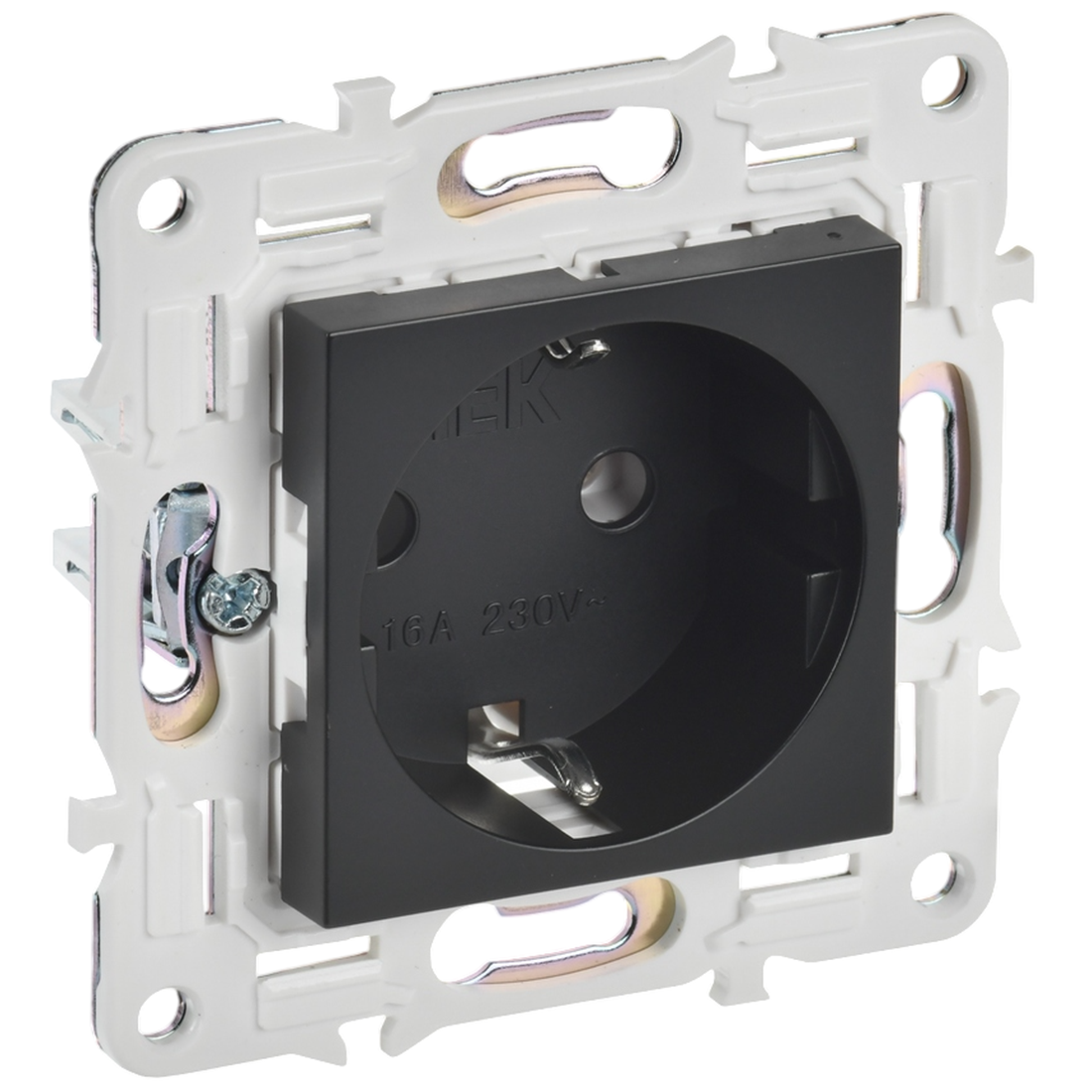 Механизм розетки с заземлением и защитными шторками IEK SKANDY 16А черный SK-R04Bl SK-R14-16-K02