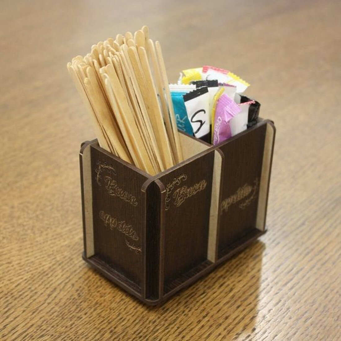 Органайзер барный 2 отсека для палочек мешалок, сахарница для порционного сахара