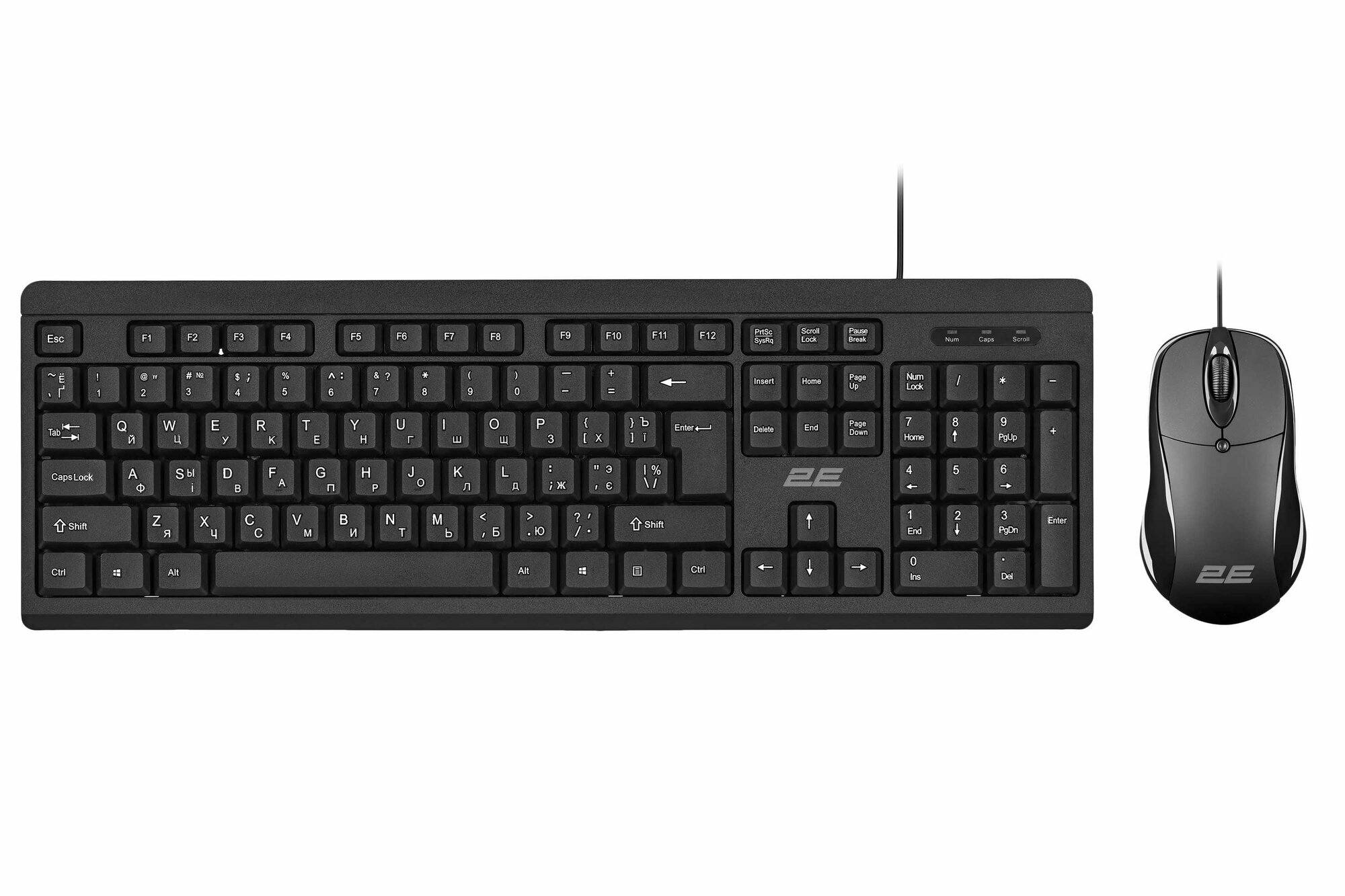 Комплект клавиатура и мышь от бренда 2E MK401 USB-A, EN/UK/RU, чёрный. проводная