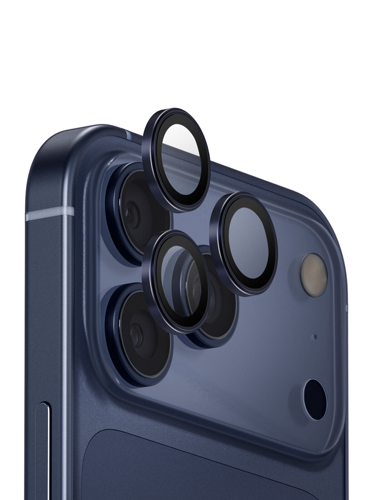 Защитное стекло Uniq для камеры iPhone 17 Pro/17 Pro Max, OPTIX AluGuard с алюминиевой оправой, синий
