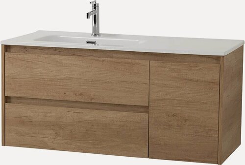 Изображение товара Тумба под раковину без столешницы BelBagno Kraft 100 подвесная, светлое дерево, матовая, из ЛДСП, тумба для ванной, с ящиками, с дверками, с доводчиками