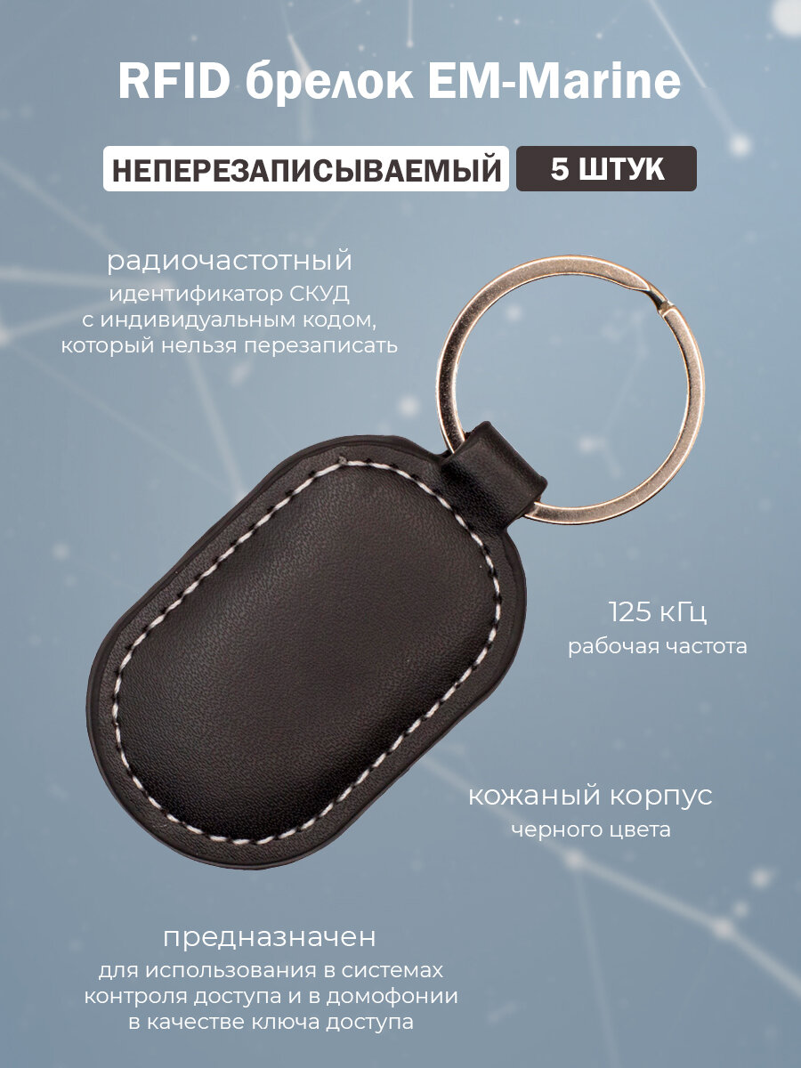 Proximity брелок кожаный EM-Marine TK4100 (неперезаписываемый) / упаковка 5 шт