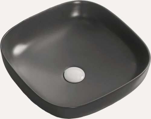 Изображение товара Накладная раковина Ceruttispa CR2677 42 накладная, без отверстия под смеситель, фарфоровая, квадратная, раковина для ванной, черная, матовая