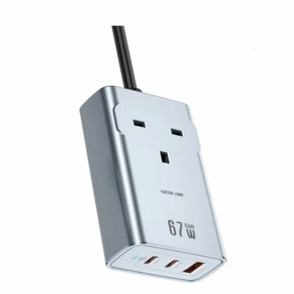Зарядное устройство 67W Green Lion GaN Premium AC Socket Gray быстрая зарядка