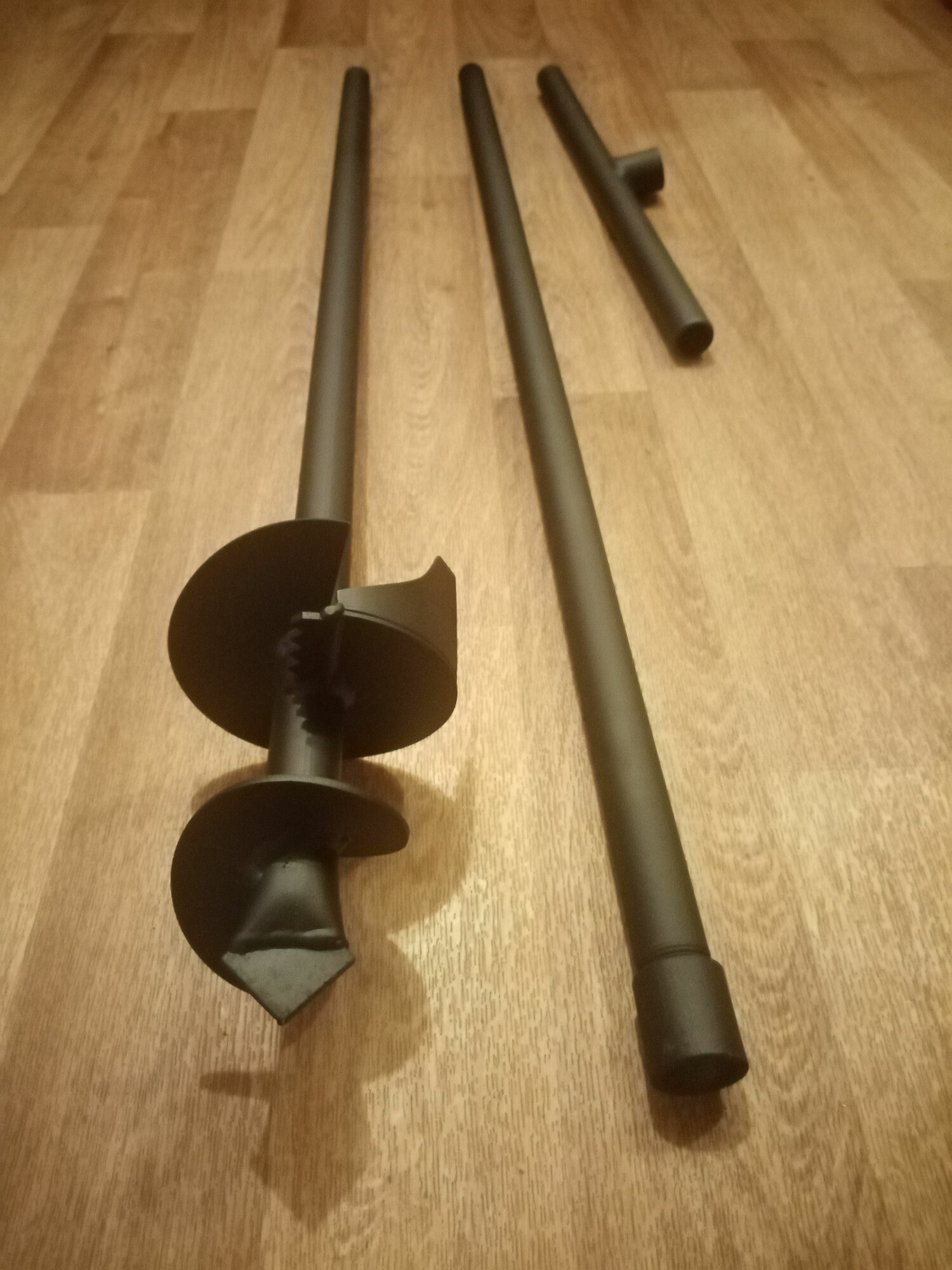 Бур садовый D-120мм*2 метра Т-образная рукоятка металлический черный