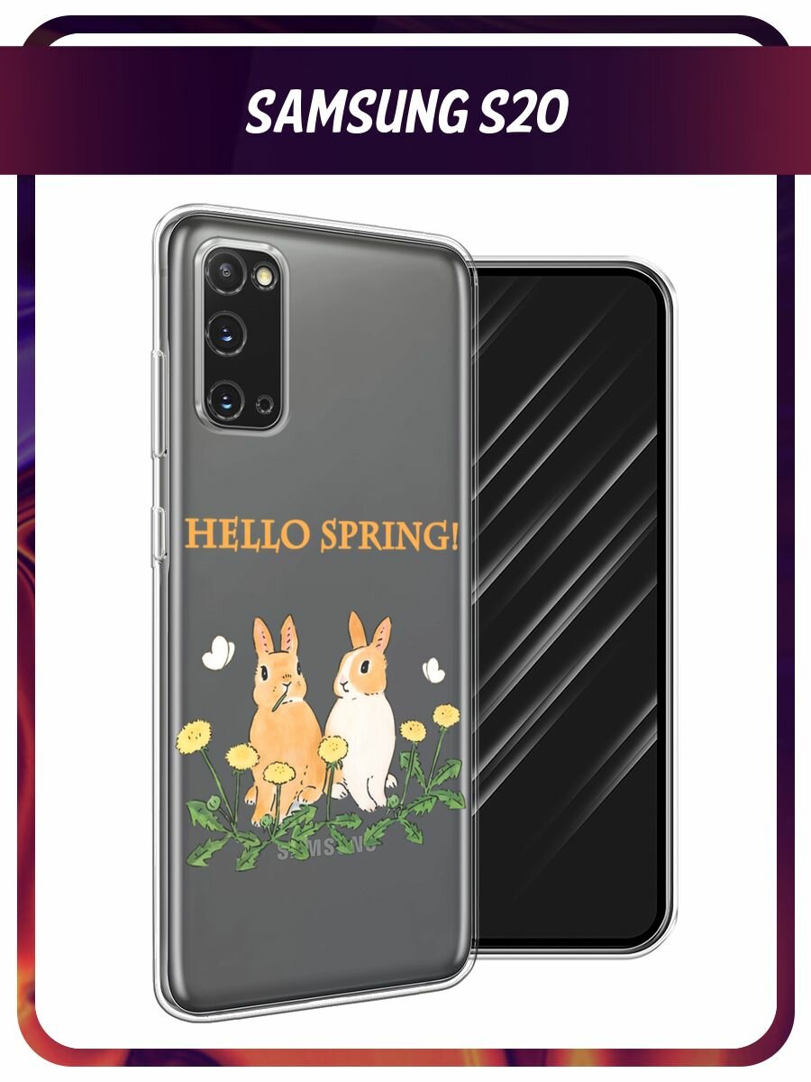 Чехол на Samsung Galaxy S20 / Самсунг Гэлакси S20 с принтом "Весенние кролики", прозрачный