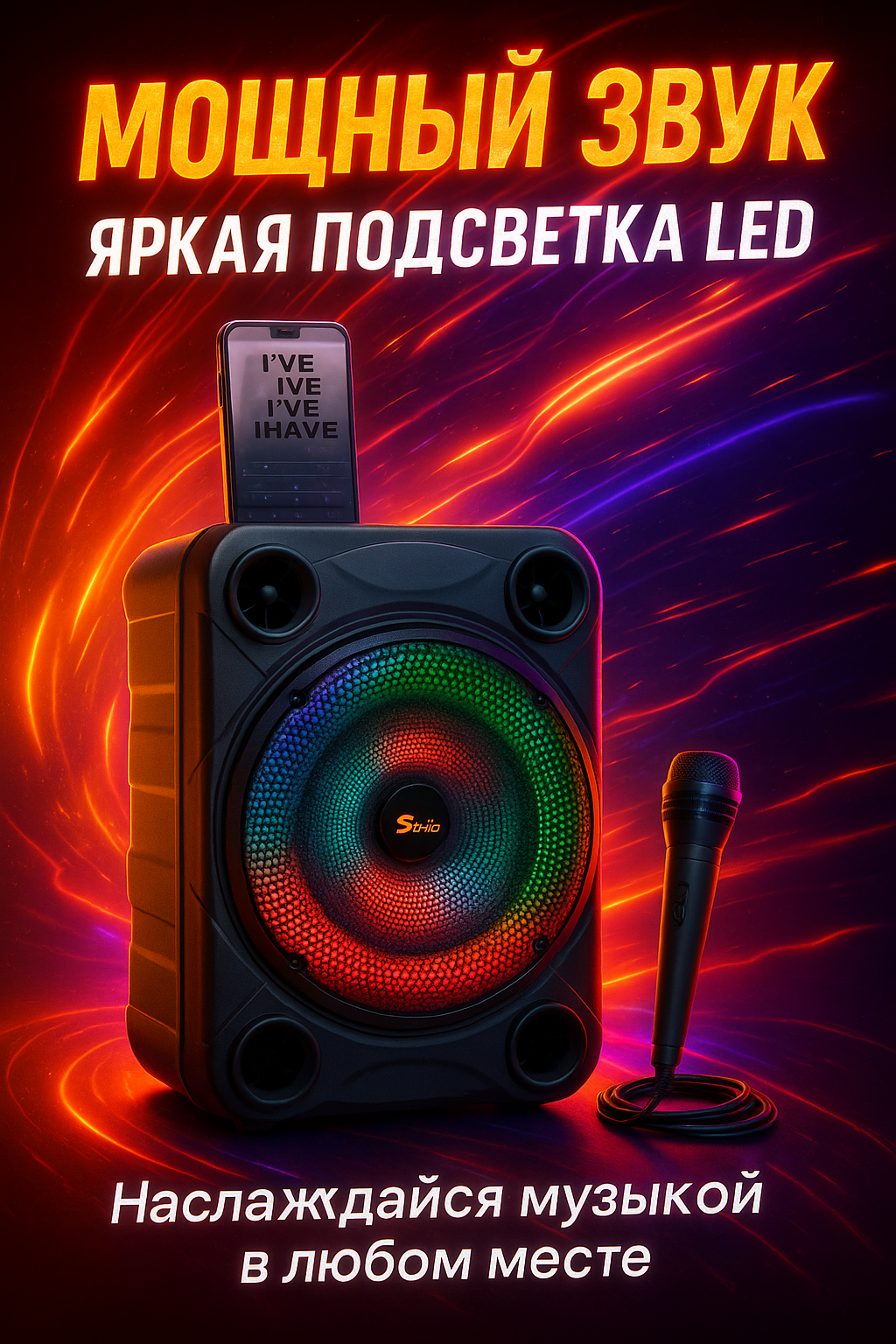 Портативная Bluetooth-Колонка ZQS-8148 с Микрофоном, RGB-Подсветка