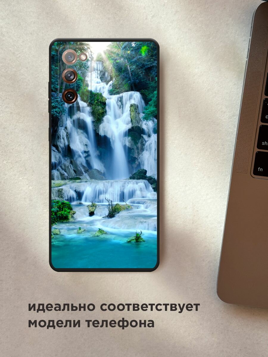 Черный матовый чехол на Samsung Galaxy S20 FE / Самсунг Галакси S20 FE с принтом "Водопад 8" — фото 1