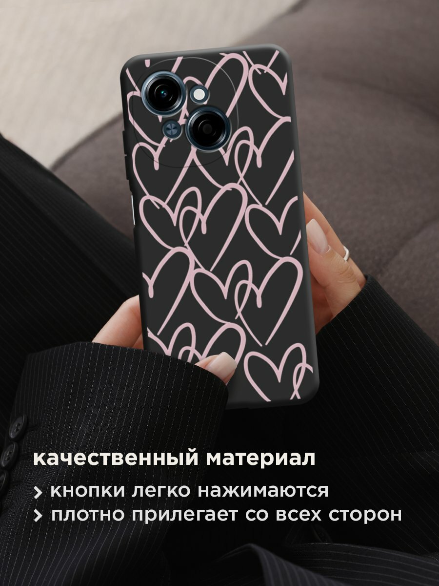 Чехол на Tecno Spark Go 1/Tecno POP 9 / Техно Спарк Го 1/Техно ПОП 9 с принтом "Hearts doodle pink 1" — фото 1