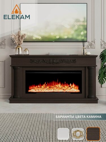 Изображение товара Камин электрический ELEKAM Gloria 38 напольный с очагом и порталом, с пультом, обогревом и имитацией огня (Электрокамин)