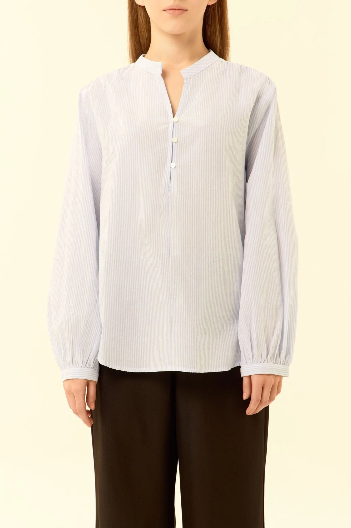 Блуза Selfie, размер XS, бело-голубая полоска — фото 1