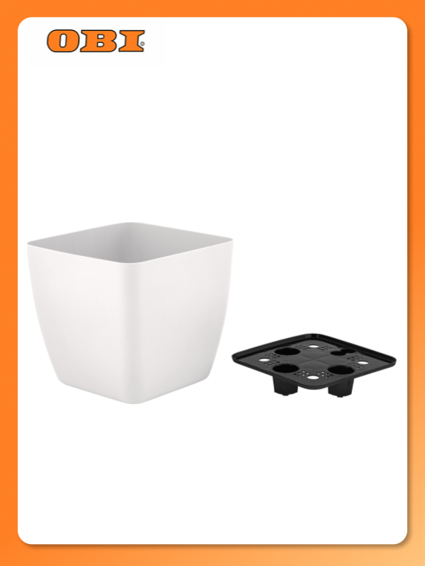 Горшок с дренажной вставкой InGreen Vienna  5л  квадратный  белоснежный жасмин