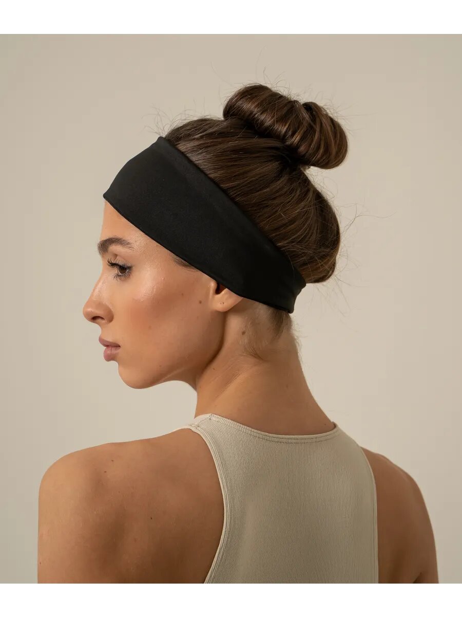 Повязка ONLYTOP спортивная чёрная полиэстер 90%/эластан 10% 23.5x7.5 см