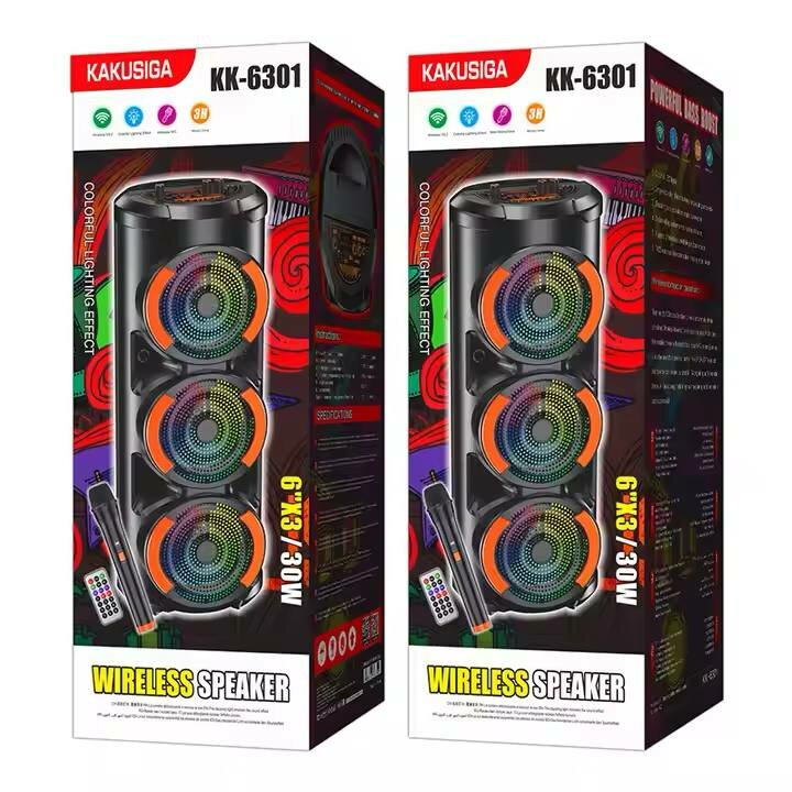 Kakusiga KK-8213 — мощная беспроводная акустическая колонка, 30 Вт, RGB-подсветка, с микрофоном, Bluetooth, для караоке