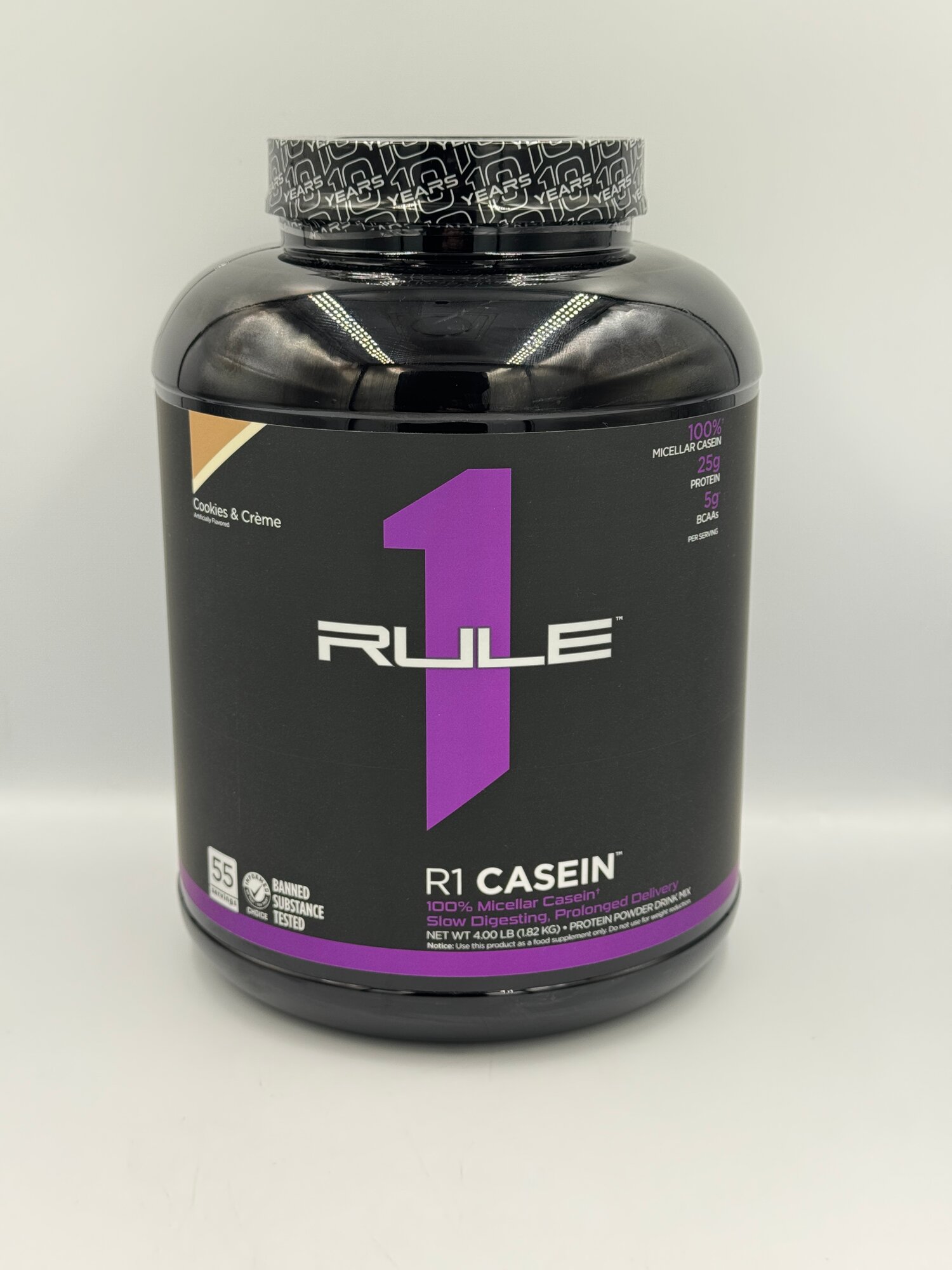 Rule1 Casein 1,8kg вкус печенья крем вкус cookies cream казеин протеин