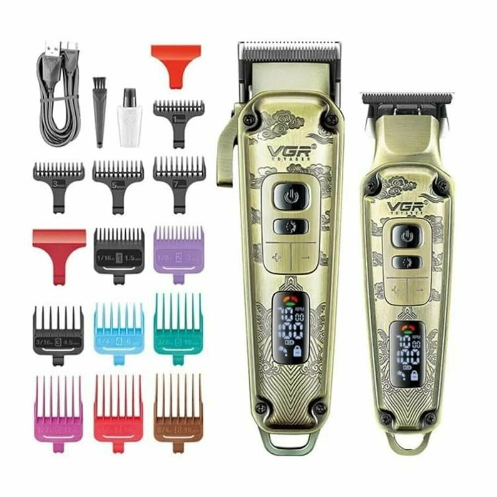 Машинка для стрижки VGR V-643 , 2 в 1, от USB, время автономной работы