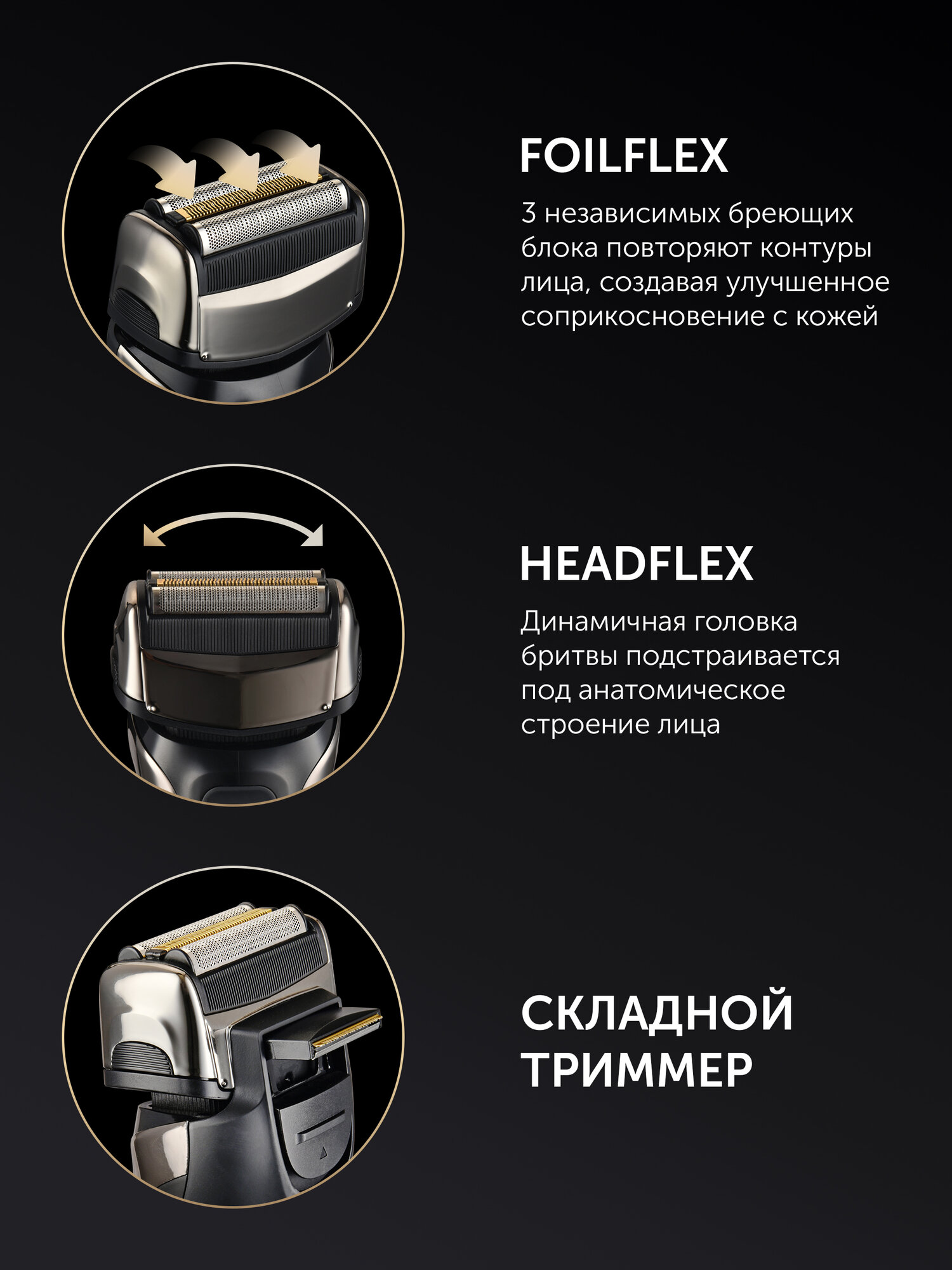 Бритва электрическая Polaris PMF 1013 RC wet&dry PROF 3+, 5D — фото 1
