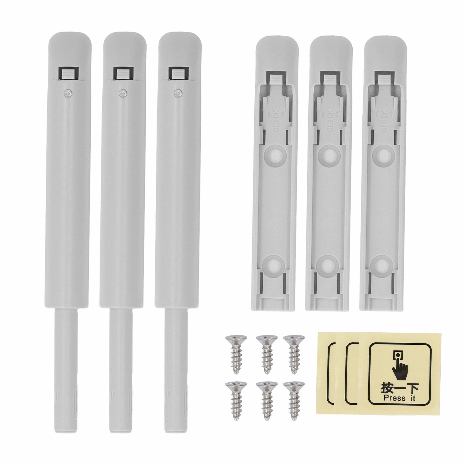 Защёлка-защёлка для дверцы шкафа комплект из 3 шт устойчивая к окислению серая легко устанавливается доводчик плавного закрывания широко используется для ящиков кухонных шкафов