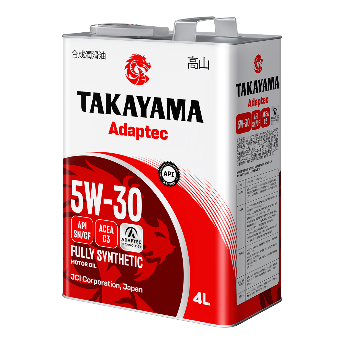 Масло моторное Takayama Adaptec Fully Synthetic SAE: 5W-30 API: SN/CF ACEA: C3 4 Л