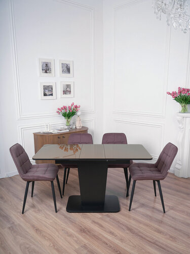 Изображение товара Стол кухонный раздвижной стеклянный Грант 110(140)х70х75 см стеклокапучинолдспчерное