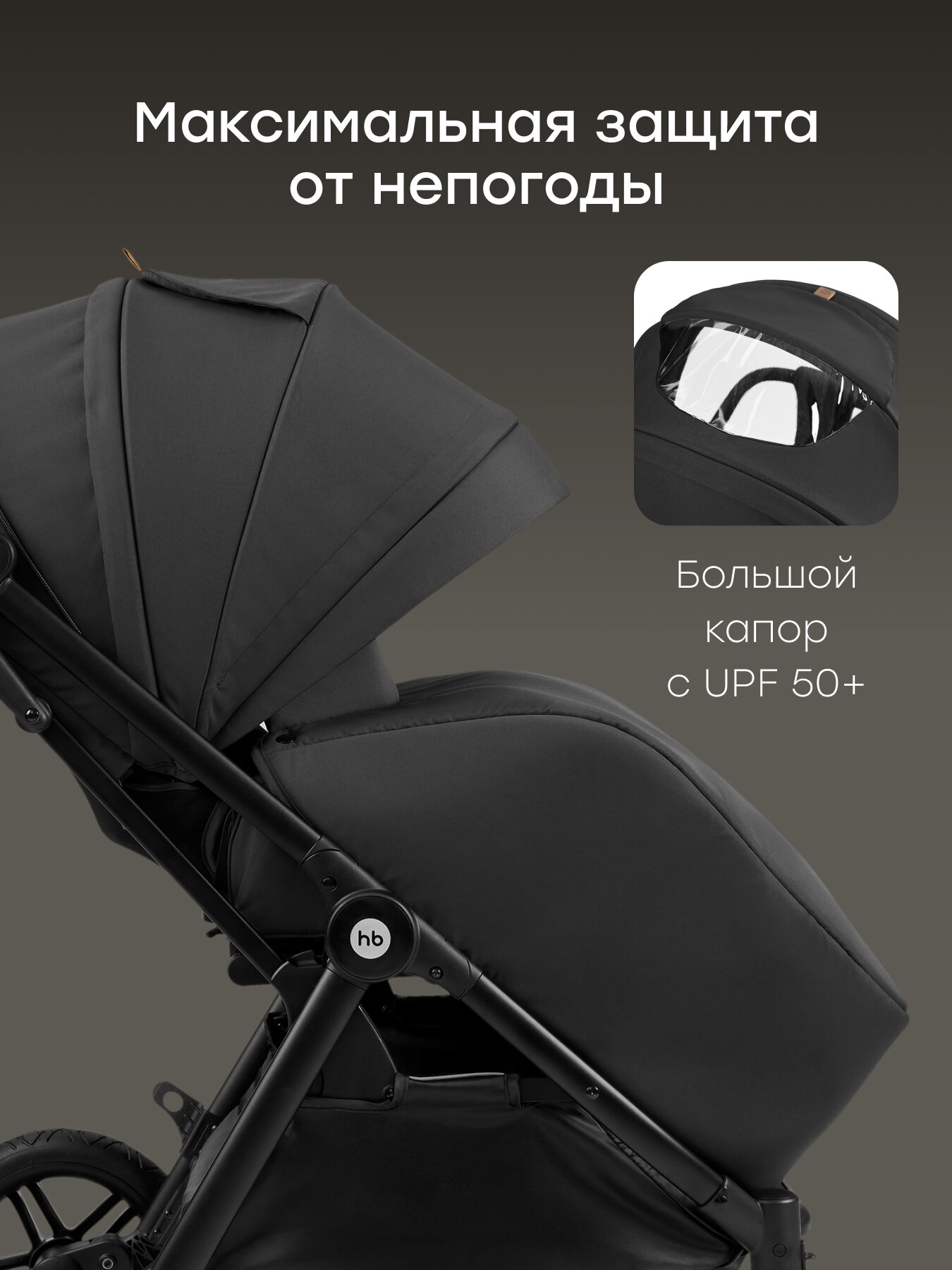 Коляска прогулочная детская Happy Baby Luna 360, реверсивный блок 360 градусов, черная — фото 1
