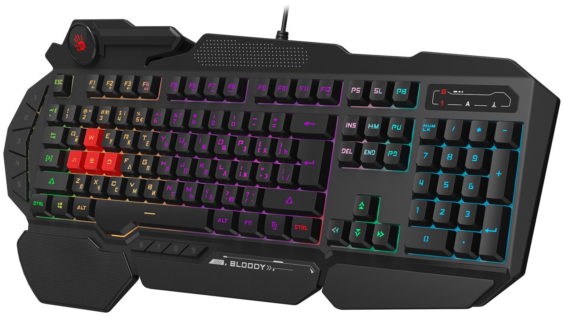 Клавиатура A4Tech Bloody B310N черный USB Multimedia for gamer LED (подставка для запястий) (B310N) — фото 1