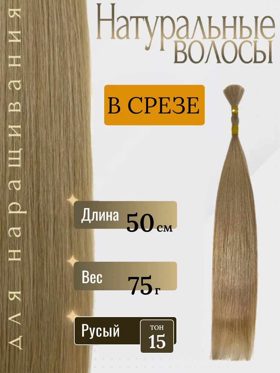 Натуральные волосы в срезе для наращивания 15 тон 50 см / Slavic Hair company