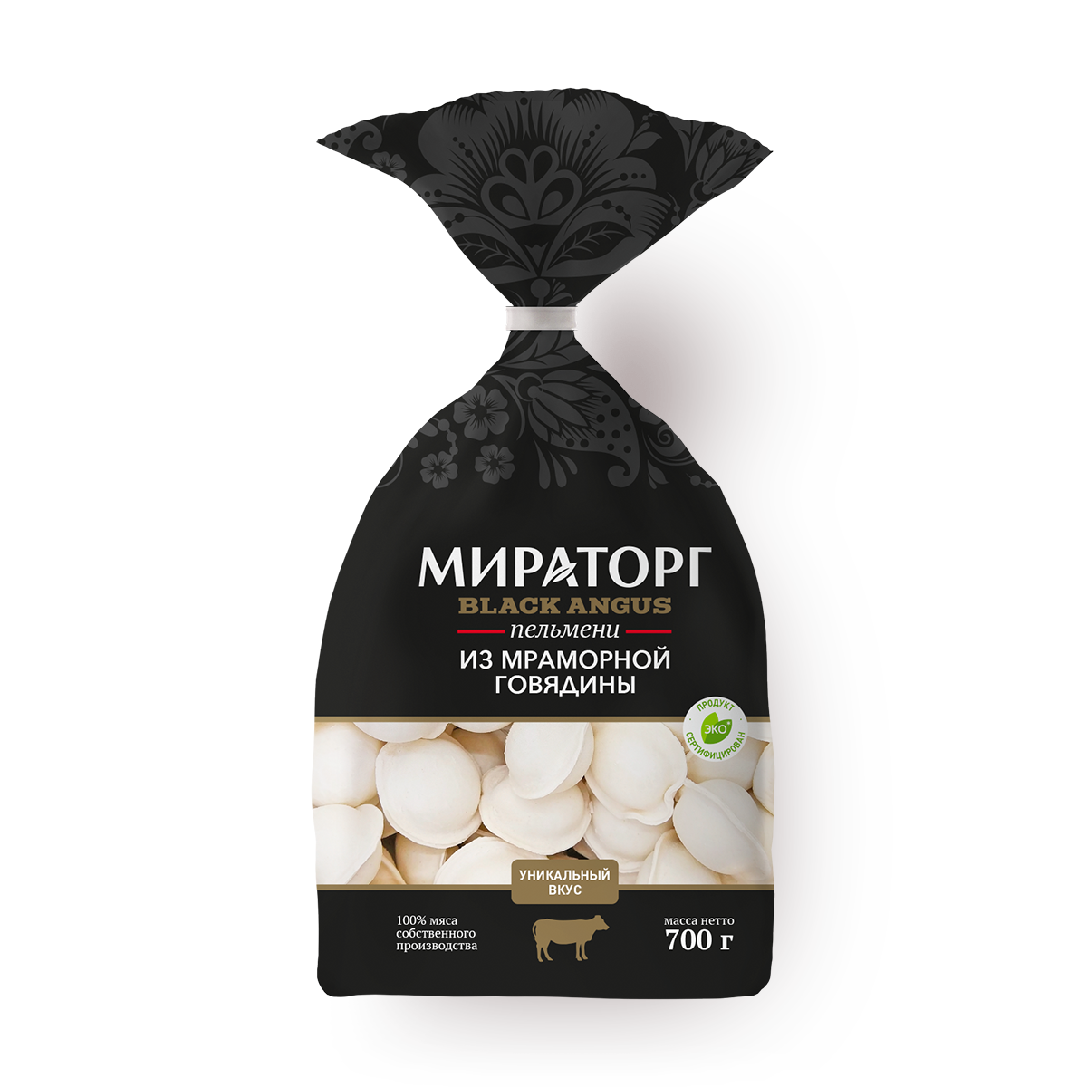 Пельмени Мираторг Black Angus, из мраморной говядины, замороженные, 700 г