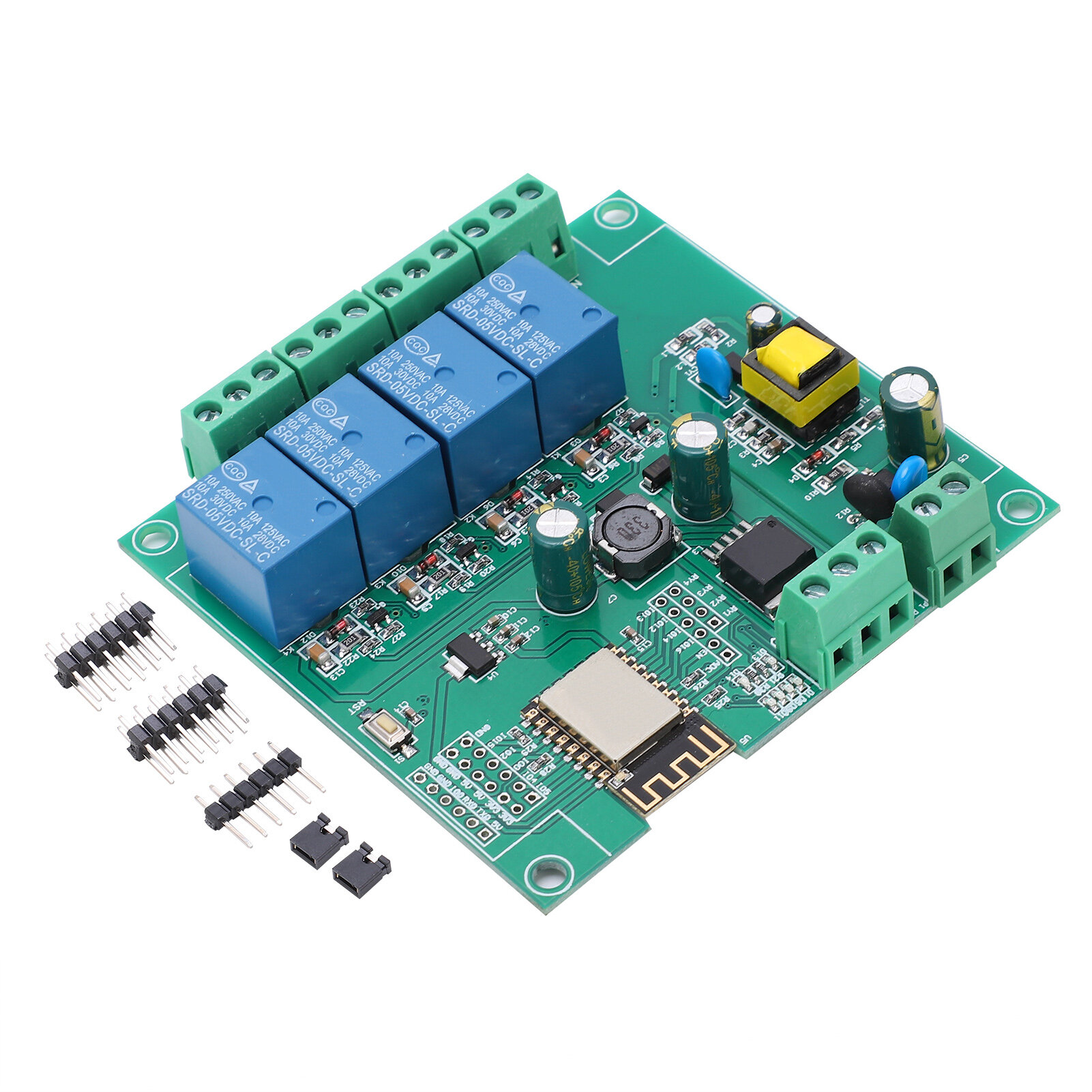 Релейный модуль WIFI 4-канальный ESP8266 Макетная плата для беспроводного управления DC7-12В/5В USB