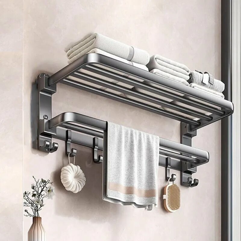 Ванная комната и кухня складная вешалка для полотенец вешалка для банных полотенец. С крючком 1 штука серого цвета.